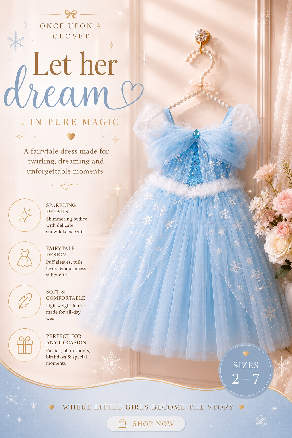 Snowflake Elsa Inspired Princess Dress